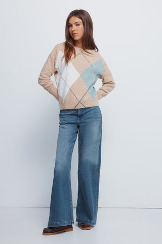 Diamond Print Crew Neck Sweatshirt