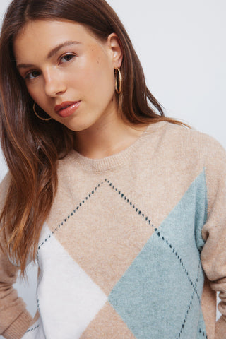 Diamond Print Crew Neck Sweatshirt