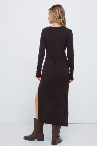 High-Neck Fitted Midi Dress