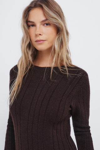 High-Neck Fitted Midi Dress