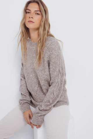 Round Neck Sweatshirt with Braided Detail