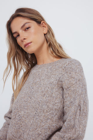 Round Neck Sweatshirt with Braided Detail