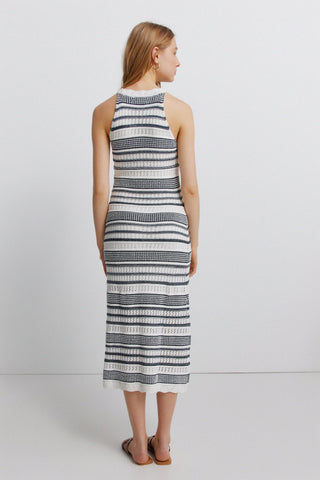 Halter-Neck Striped Pointelle Dress.