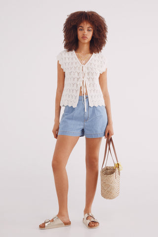 Chaleco con Detalle Lazos de Crochet