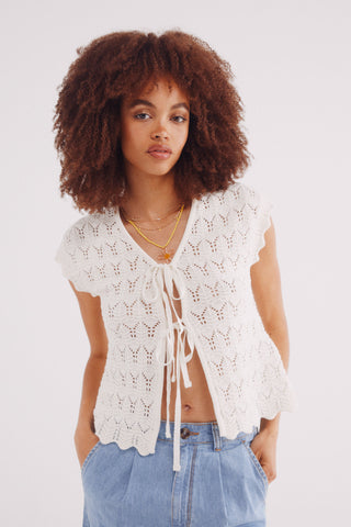 Chaleco con Detalle Lazos de Crochet