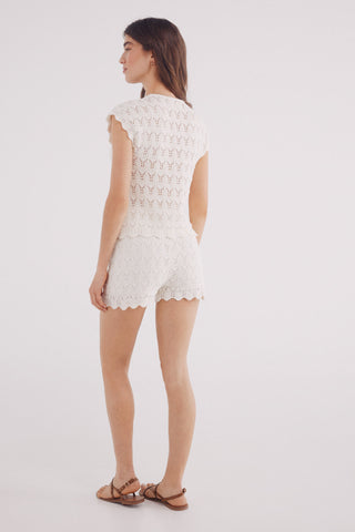 Short Talle Alto de Crochet Detalle Abalorios