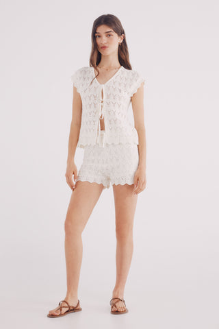 Short Talle Alto de Crochet Detalle Abalorios