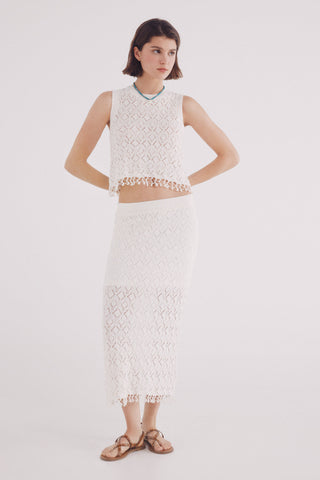 Enagua Midi con Tejido Crochet