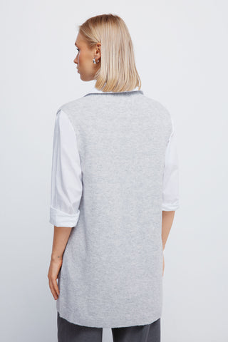 Chaleco Largo Abierto Detalle Canalé