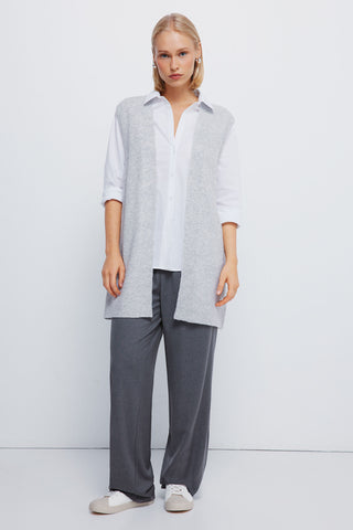 Chaleco Largo Abierto Detalle Canalé