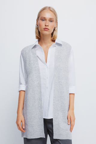 Chaleco Largo Abierto Detalle Canalé