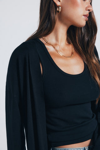 Cárdigan Abierto con Detalle Acanalado