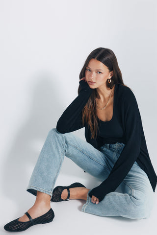 Cárdigan Abierto con Detalle Acanalado