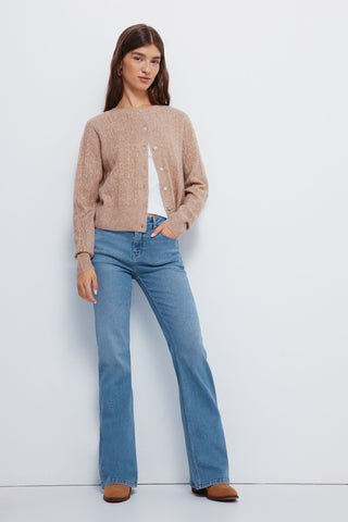 Cárdigan Acanalado con Detalle Botones