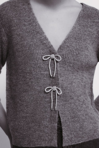 Cárdigan con Detalle Lazos Purpurina