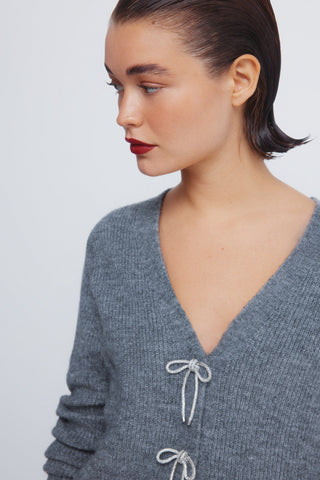 Cárdigan con Detalle Lazos Purpurina