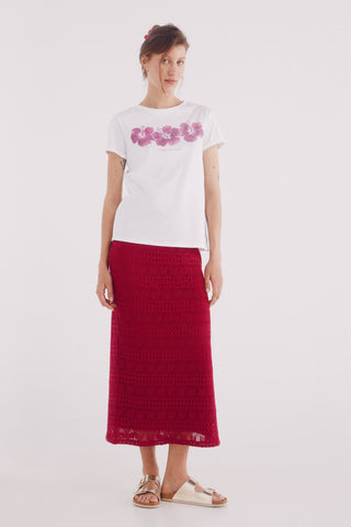 Camiseta Manga Corta con Gráfico Flor