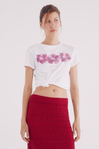 Camiseta Manga Corta con Gráfico Flor