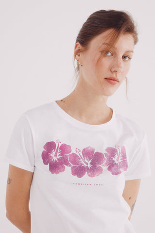 Camiseta Manga Corta con Gráfico Flor