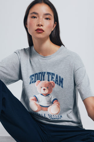 Camiseta Manga Corta con Gráfico Teddy Team