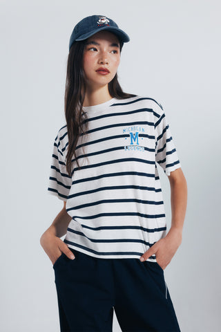 Camiseta Manga Corta con Gráfico Estampado Rayas