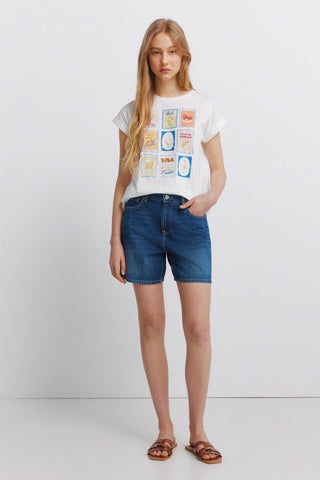 Vespa Stamps Print S/S T-Shirt.