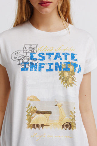 Vespa Stamps Print S/S T-Shirt.