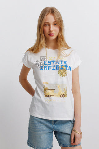 Vespa Stamps Print S/S T-Shirt.