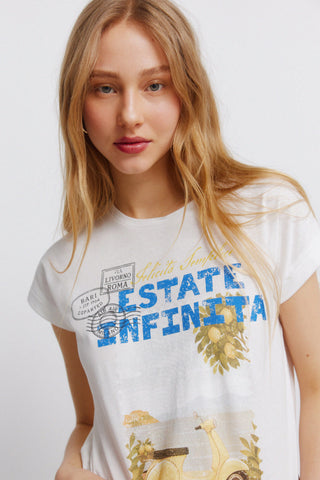 Vespa Stamps Print S/S T-Shirt.