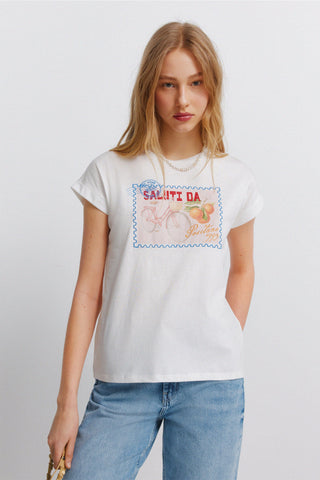 Vespa Stamps Print S/S T-Shirt.