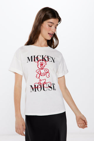 Camiseta Manga Corta con Gráfico "Mickey Mouse"