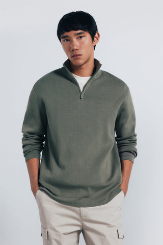 Sudadera Cuello Alto con Cremallera Metálica