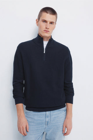 Sudadera Cuello Alto con Cremallera Metálica