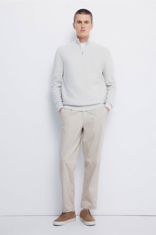 High-Neck Sweatshirt with Metal Zipper