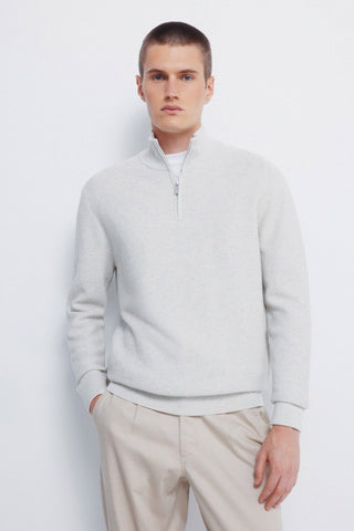 High-Neck Sweatshirt with Metal Zipper