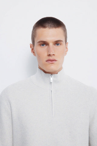 High-Neck Sweatshirt with Metal Zipper