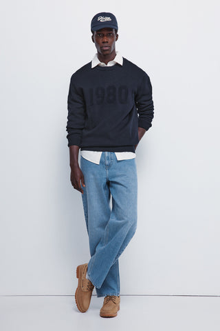 Sudadera Acanalada Cuello Redondo de Algodón