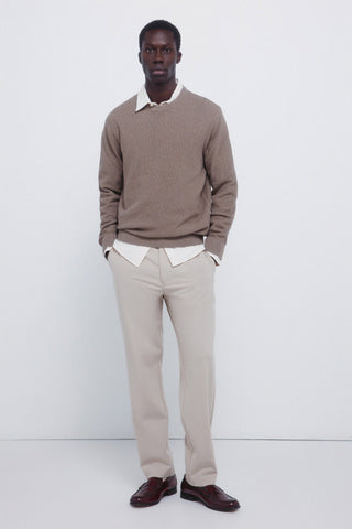 Sudadera Cuello Redondo con Tejido Canalé