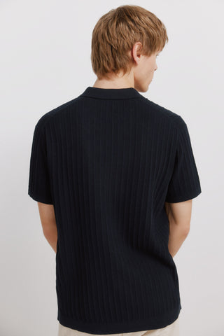 S/S Ribbed Knit Polo.
