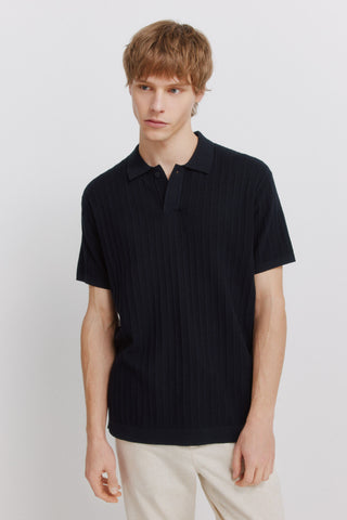 S/S Ribbed Knit Polo.