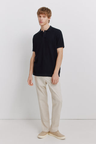 S/S Ribbed Knit Polo.