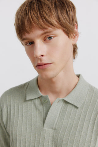 S/S Ribbed Knit Polo.
