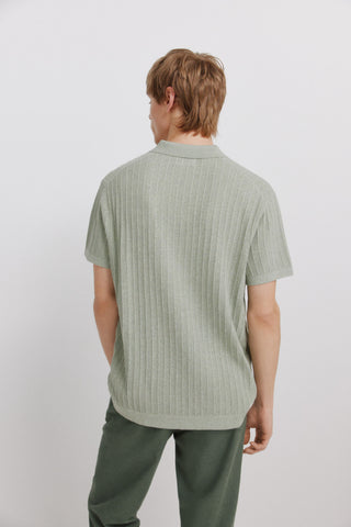 S/S Ribbed Knit Polo.