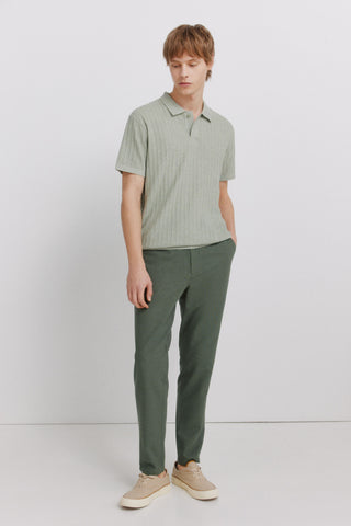S/S Ribbed Knit Polo.
