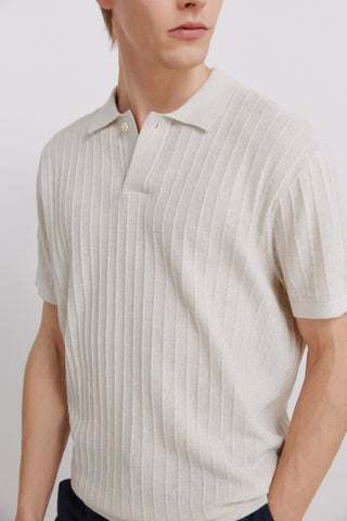 S/S Ribbed Knit Polo.
