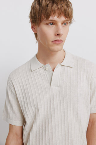 S/S Ribbed Knit Polo.
