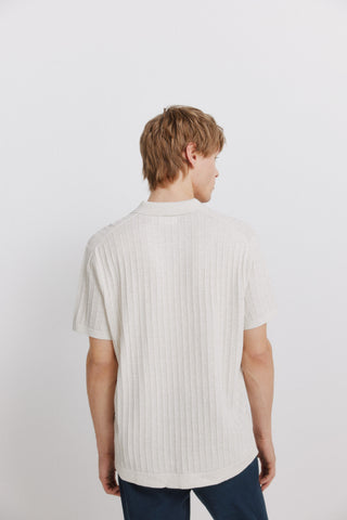S/S Ribbed Knit Polo.