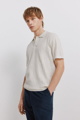 S/S Ribbed Knit Polo.