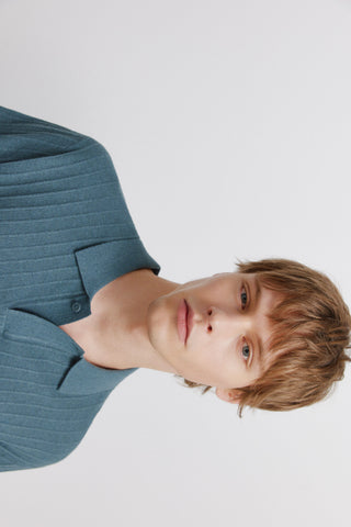 S/S Ribbed Knit Polo.