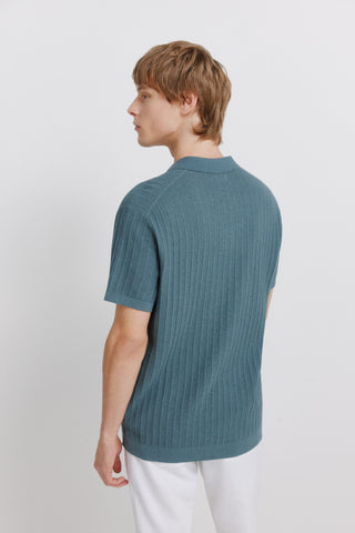 S/S Ribbed Knit Polo.